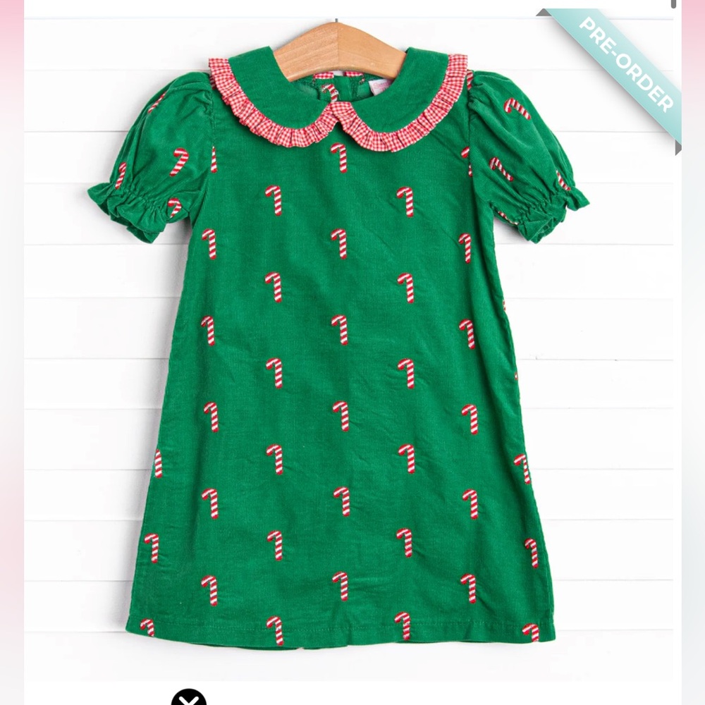 Stitchy Fish Corduroy Candy Cane Dress